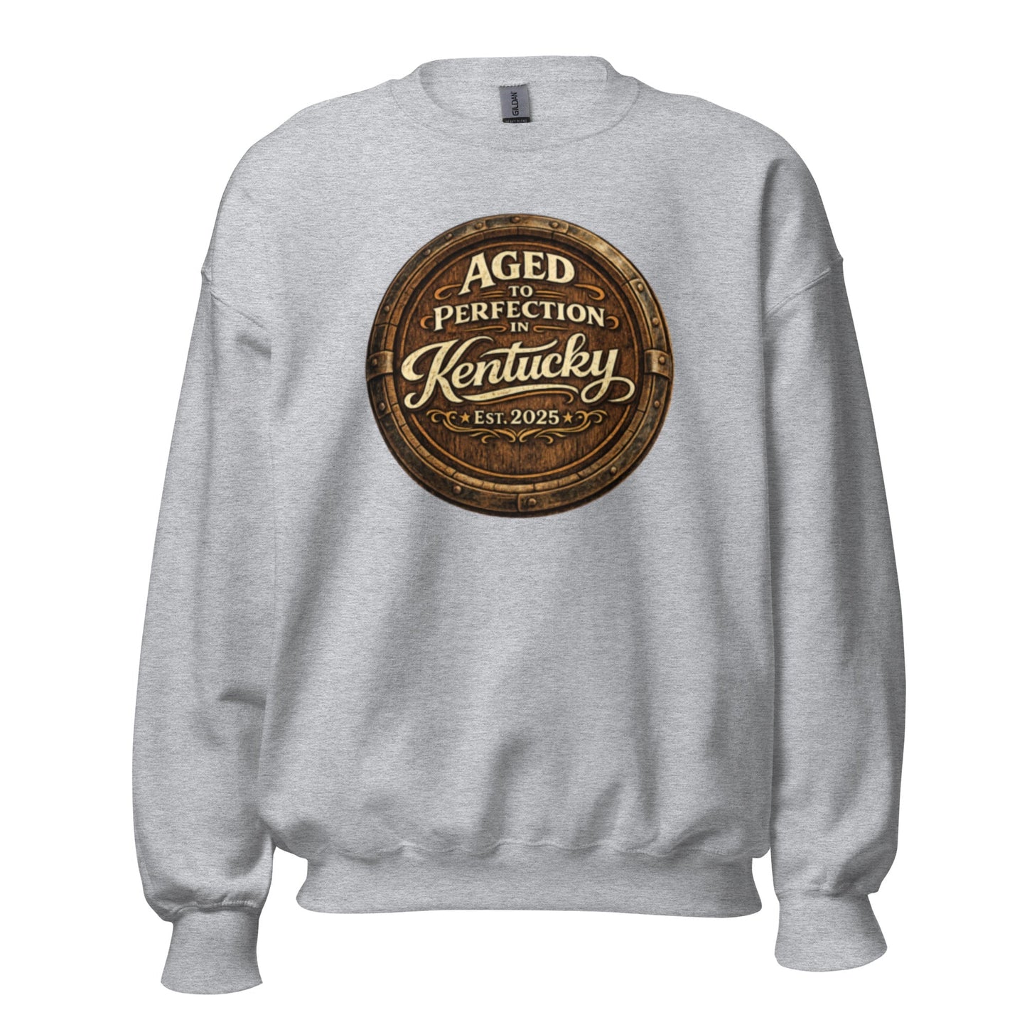 Aged to Perfection in Kentucky Sweatshirt | Barrel-End Emblem Design | Unisex Pullover