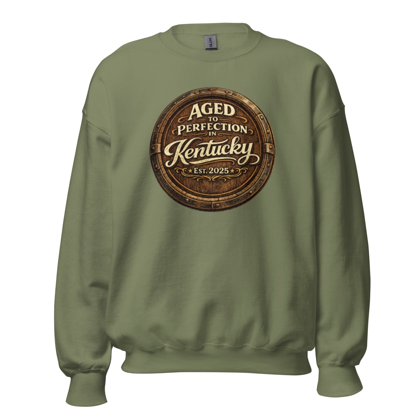 Aged to Perfection in Kentucky Sweatshirt | Barrel-End Emblem Design | Unisex Pullover