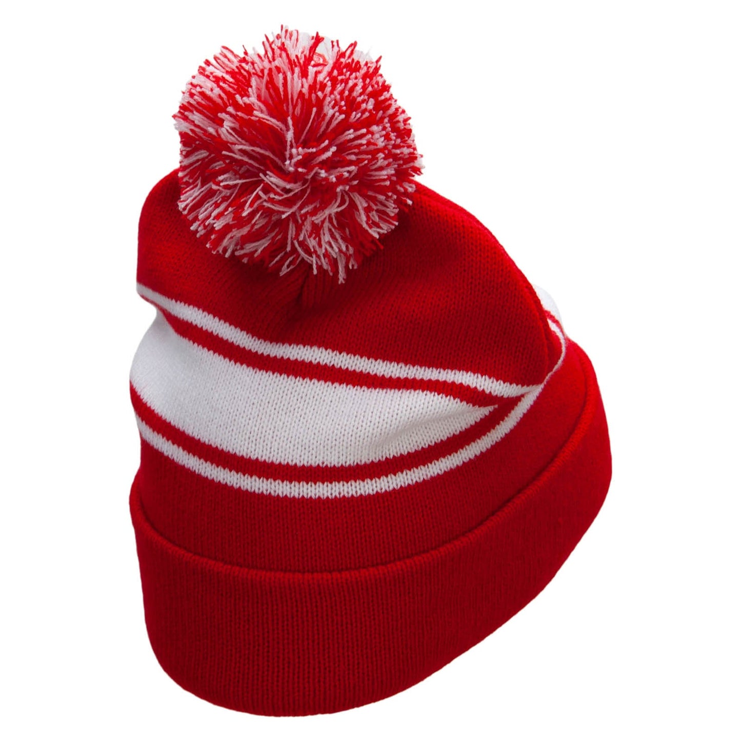 Striped Pom 12 inch Cuff Long Beanie