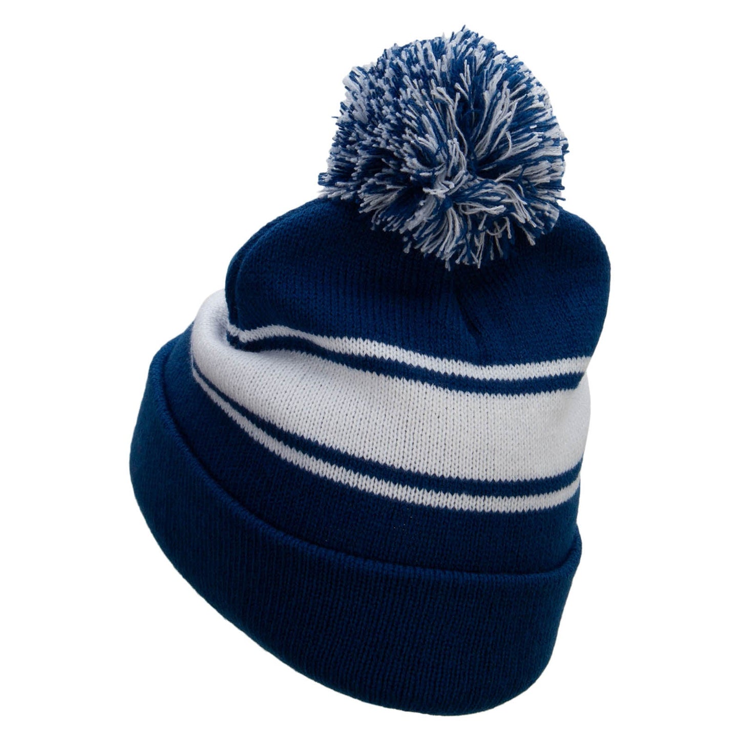 Striped Pom 12 inch Cuff Long Beanie
