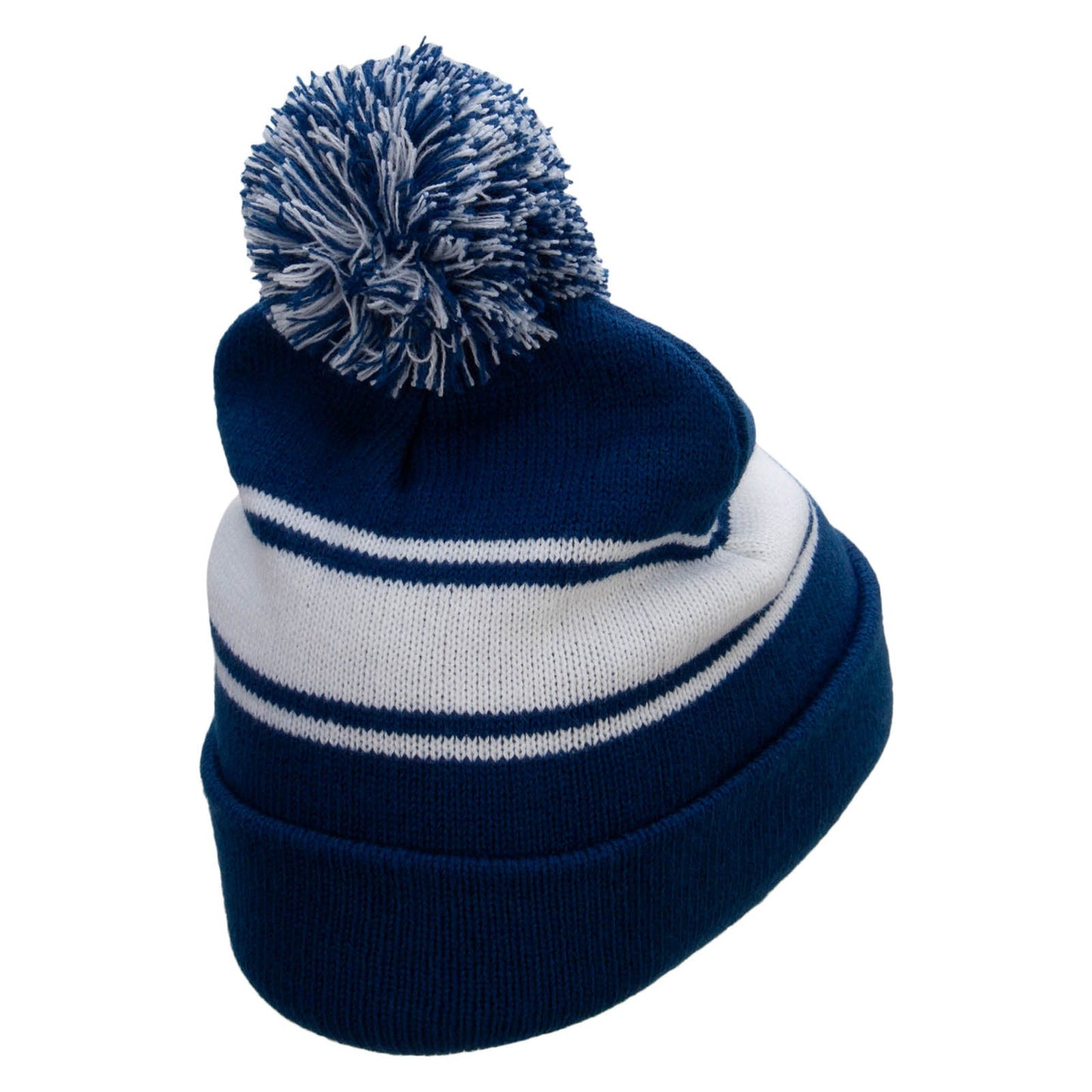 Striped Pom 12 inch Cuff Long Beanie