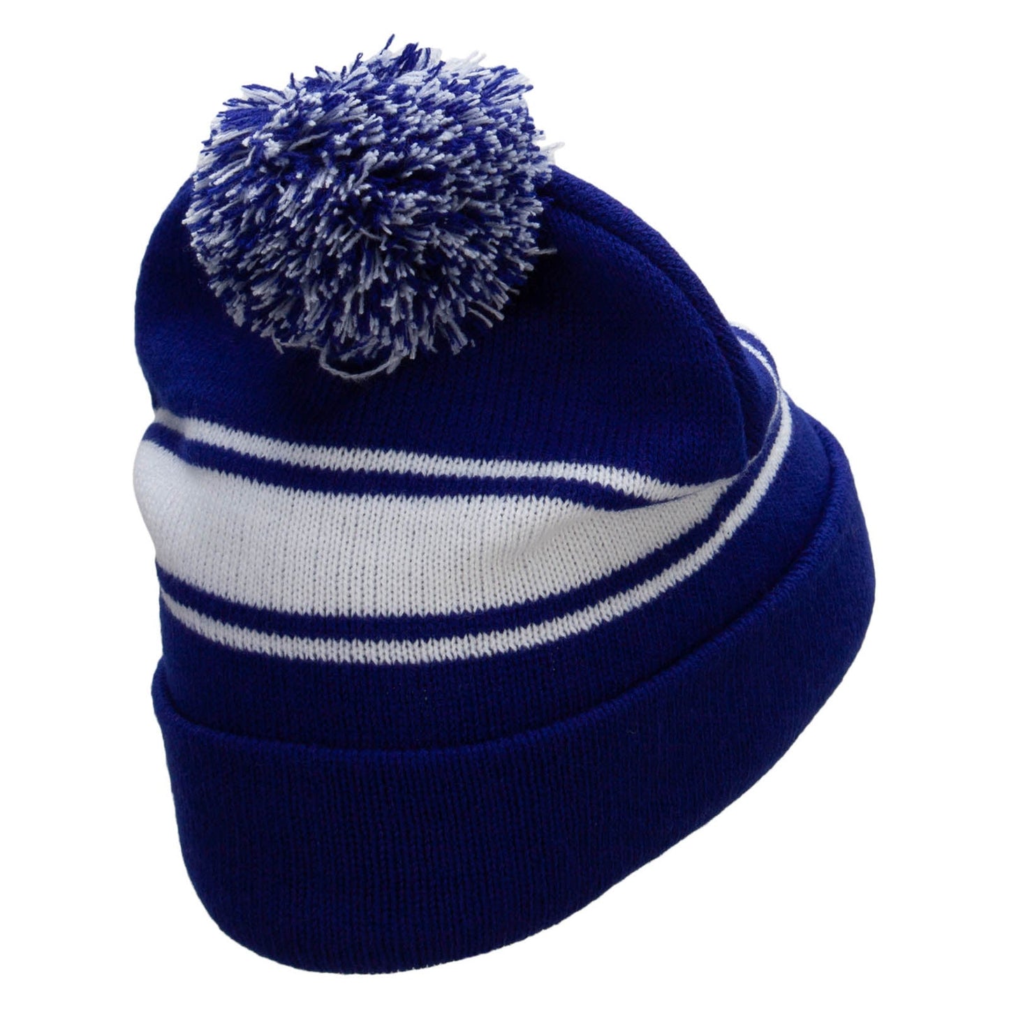 Striped Pom 12 inch Cuff Long Beanie