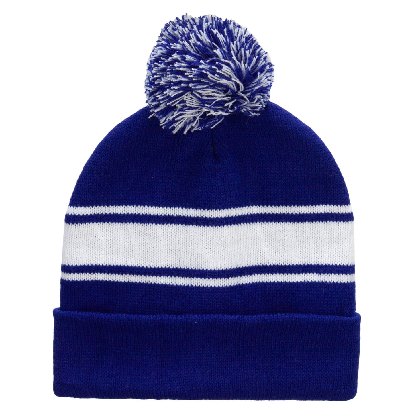 Striped Pom 12 inch Cuff Long Beanie