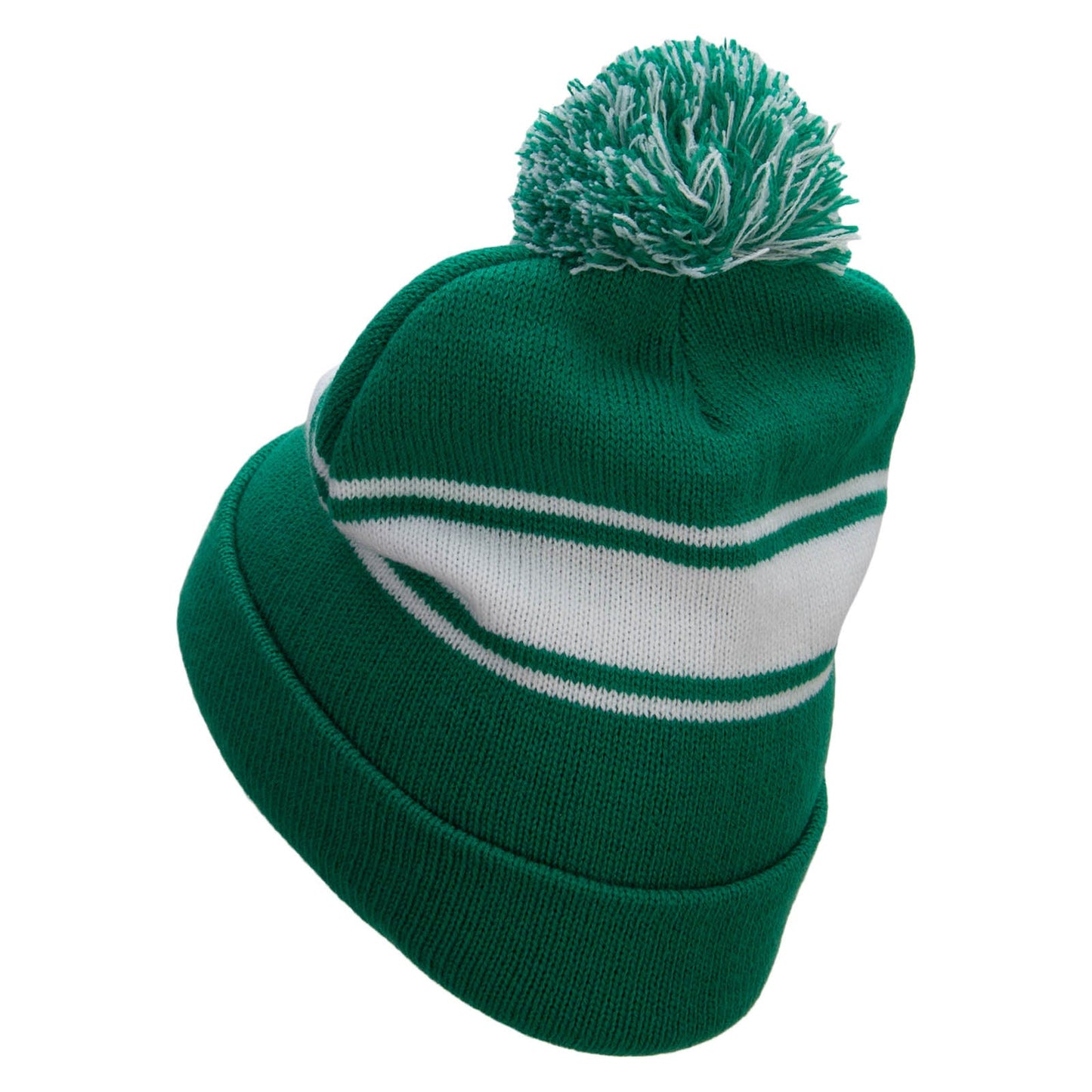 Striped Pom 12 inch Cuff Long Beanie