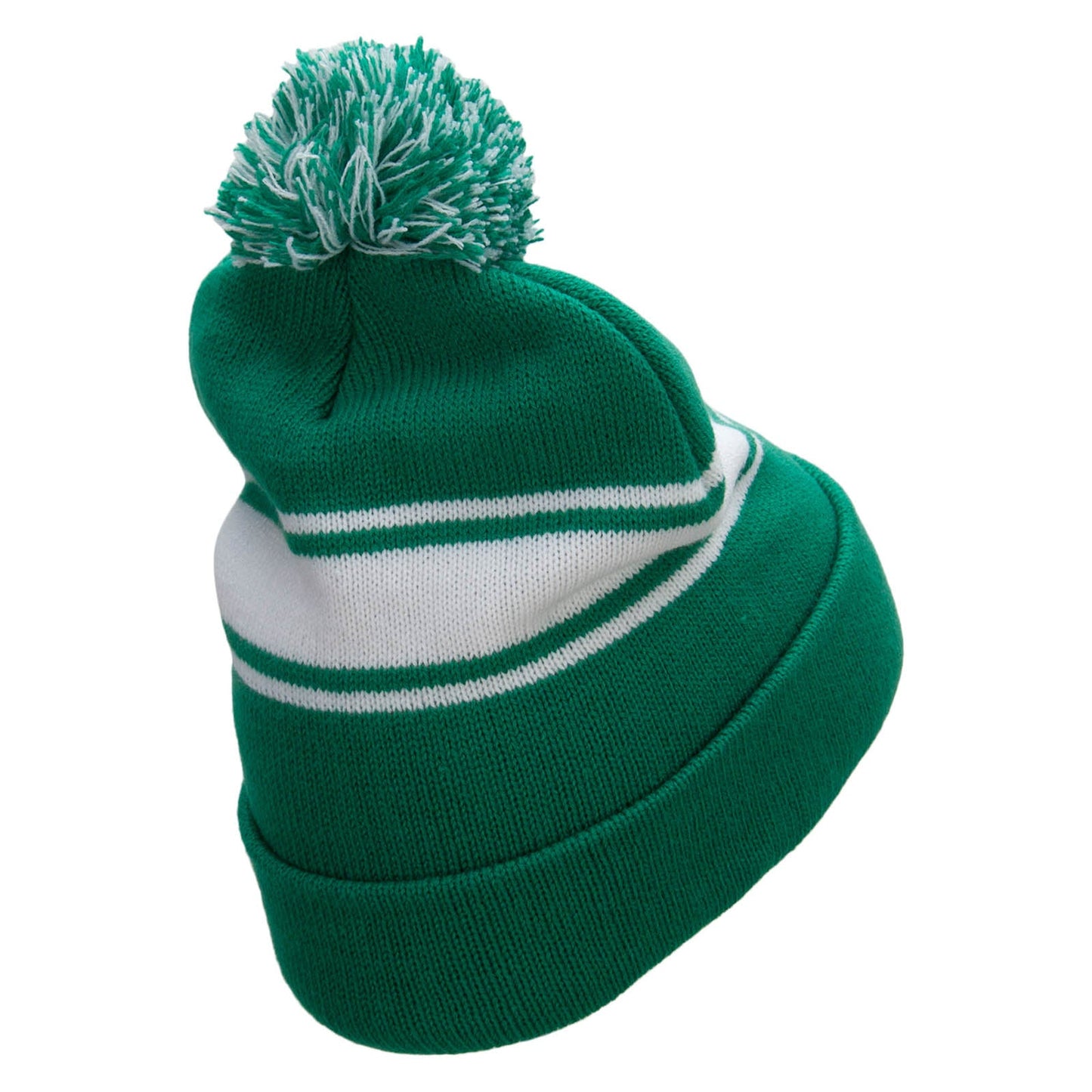 Striped Pom 12 inch Cuff Long Beanie