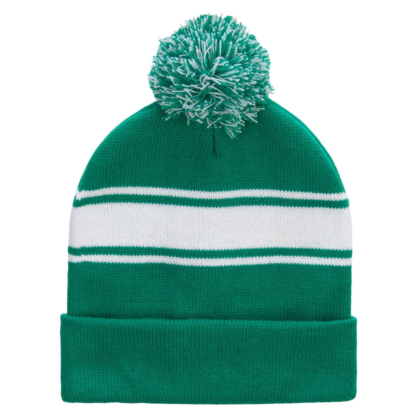 Striped Pom 12 inch Cuff Long Beanie