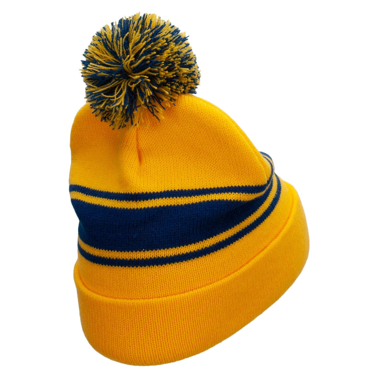 Striped Pom 12 inch Cuff Long Beanie