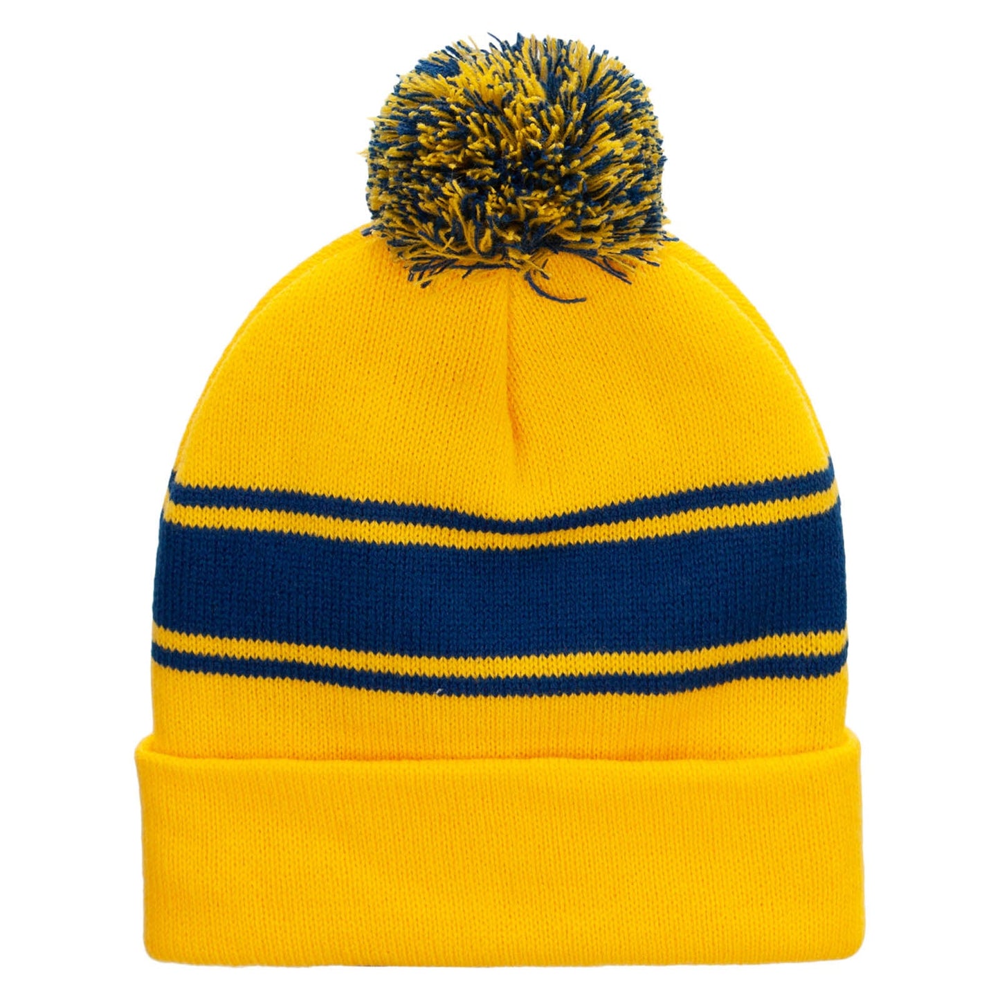 Striped Pom 12 inch Cuff Long Beanie