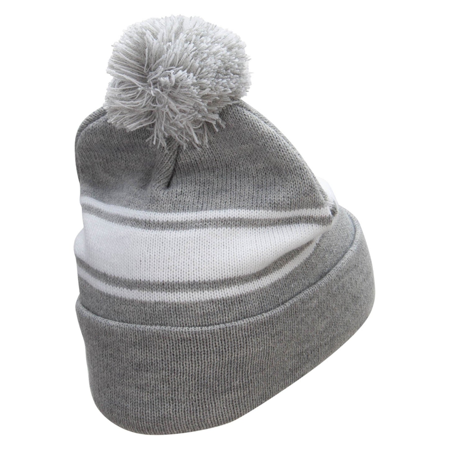 Striped Pom 12 inch Cuff Long Beanie