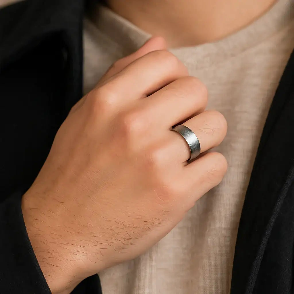 BLACKWALD Domed Tungsten Carbide Ring with Wire Brushed Finish – 6mm & 8mm