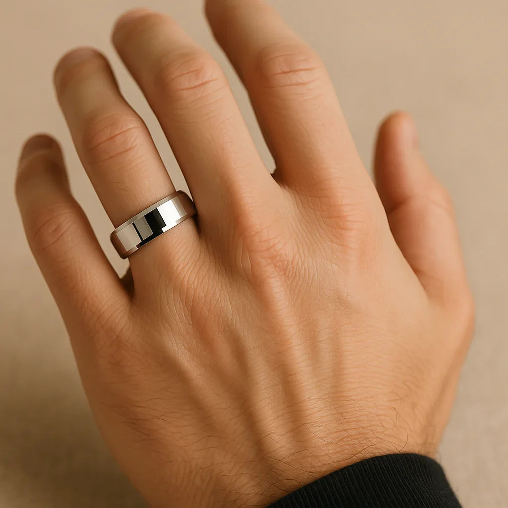 AKRON Tungsten Carbide Ring with Beveled Edges – 10mm