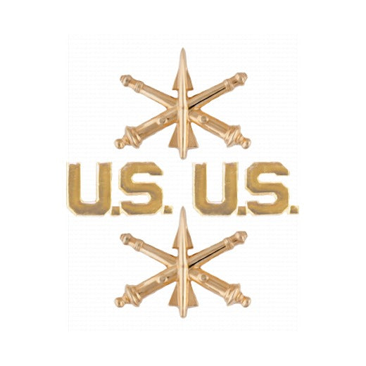 Air Defense Artillery ADA Officer Branch Insignia Set with U.S. Letters