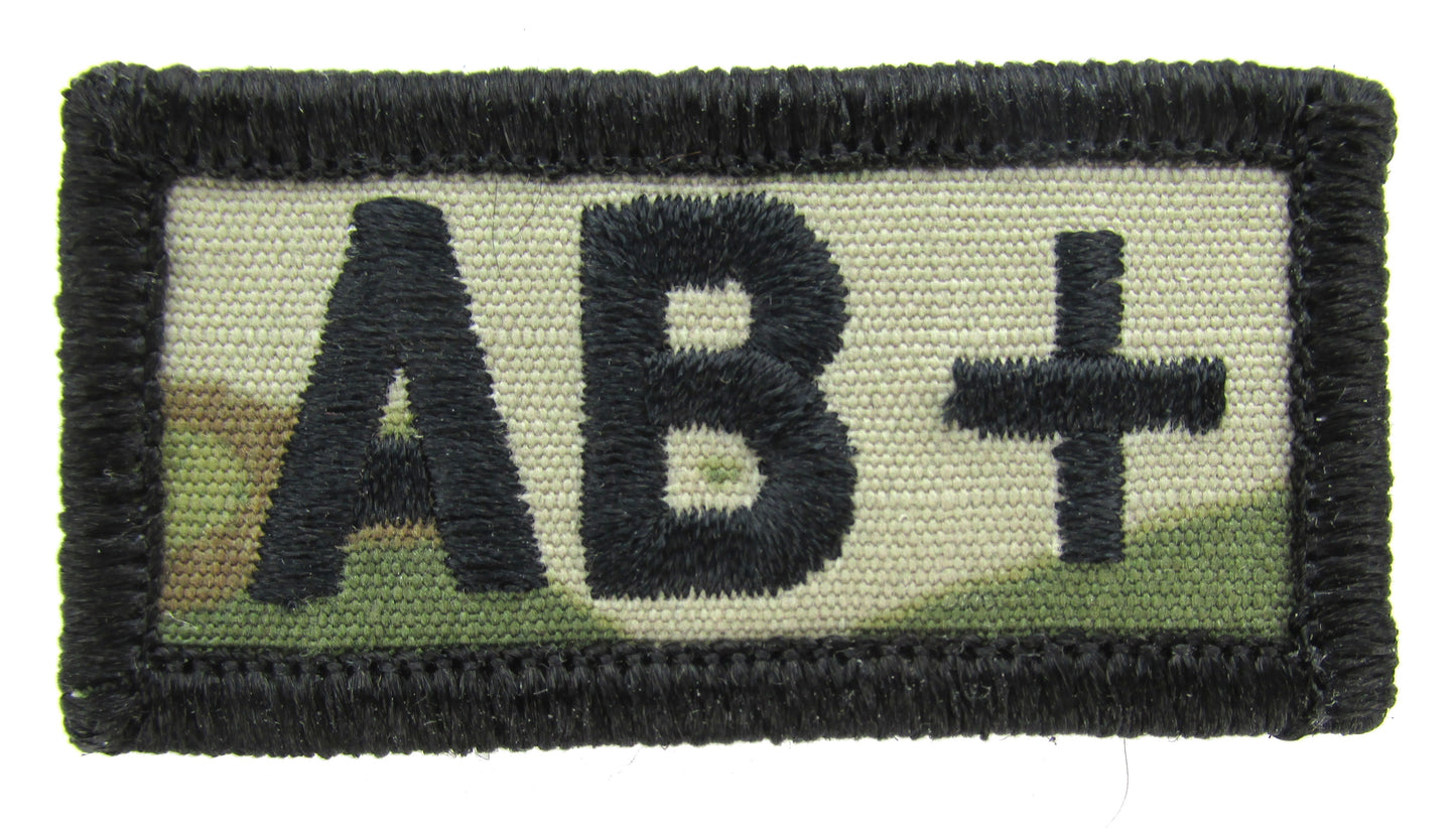 Embroidered OCP Blood Type Patches 1x2 Inch - Black or Spice Brown