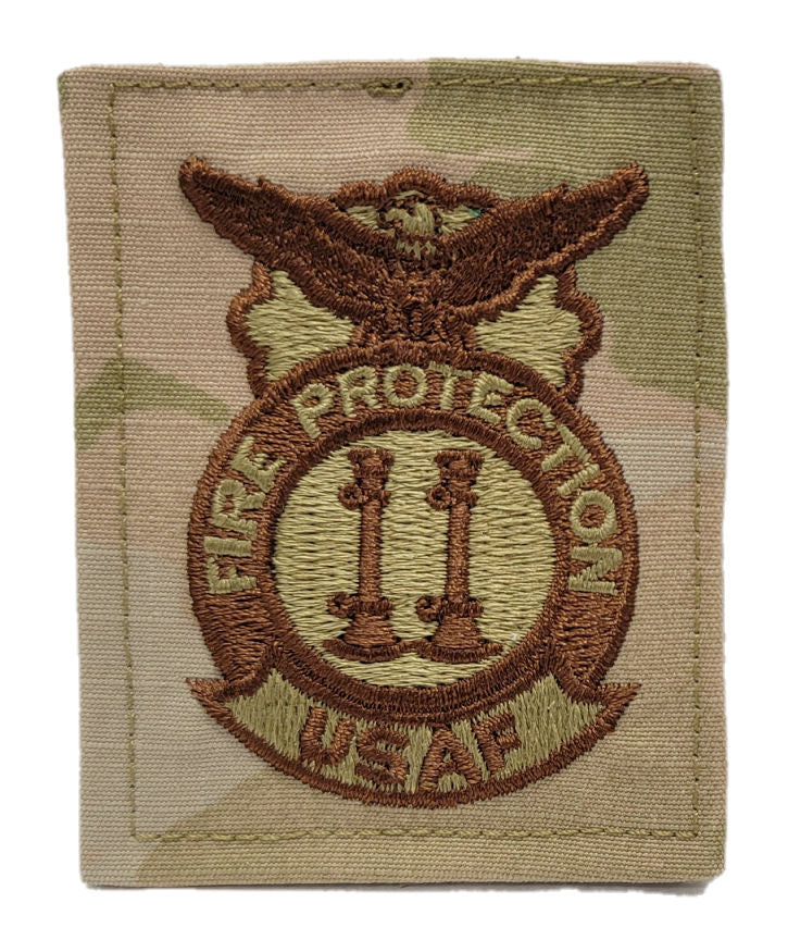Air Force Fire Protection Badge - Captain OCP Patch - 2 Bugles Parallel