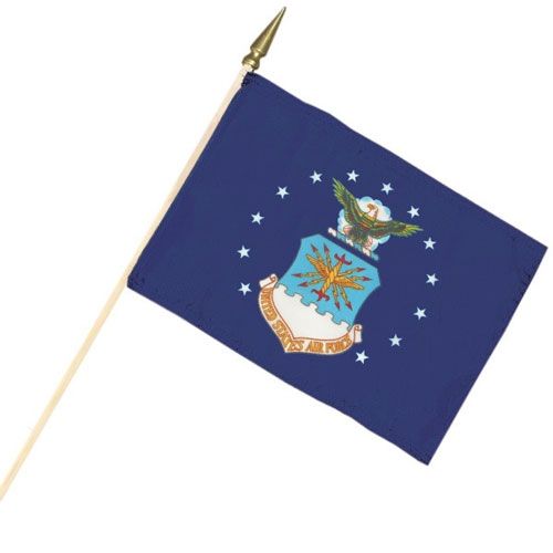 Air Force Cemetery Flag – 12" x 18" with Wood Staff & Gold Spear | Made in USA