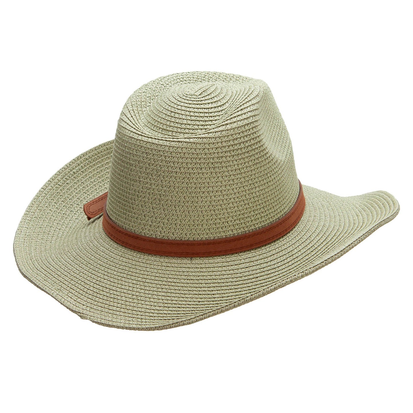 Women's Paper Braid Decortive Crown Cowboy Hat