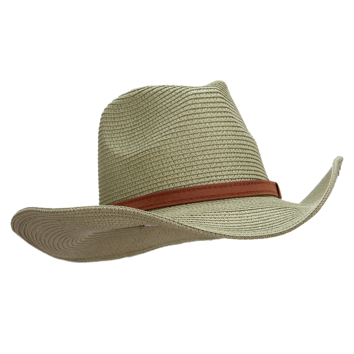 Women's Paper Braid Decortive Crown Cowboy Hat