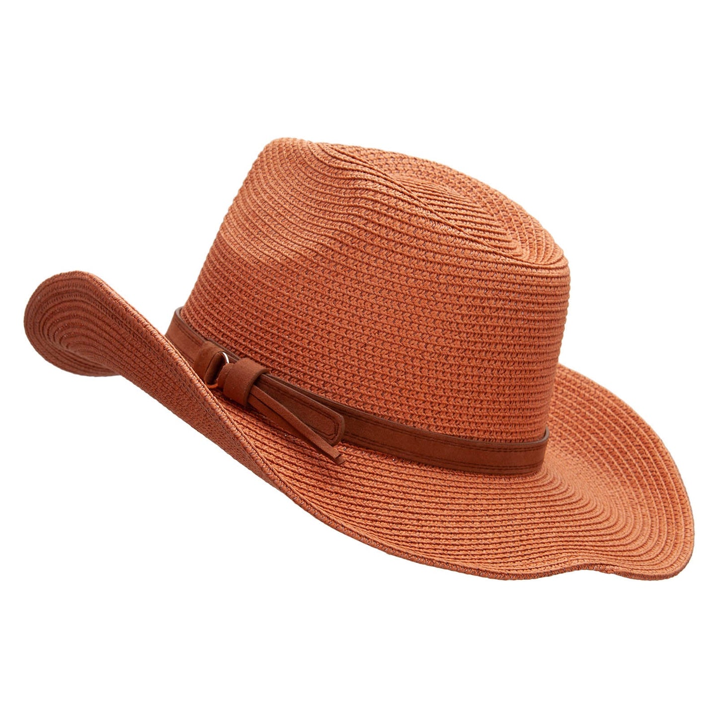 Women's Paper Braid Decortive Crown Cowboy Hat