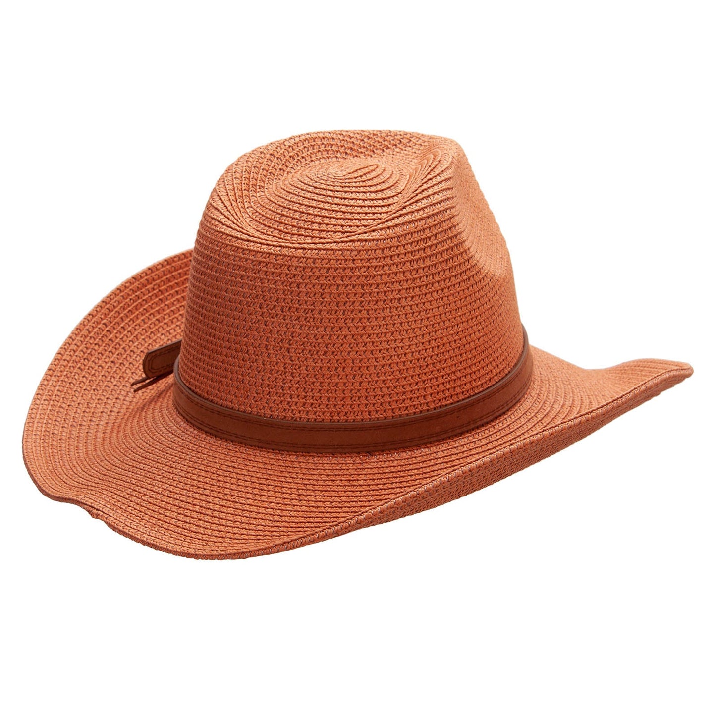 Women's Paper Braid Decortive Crown Cowboy Hat