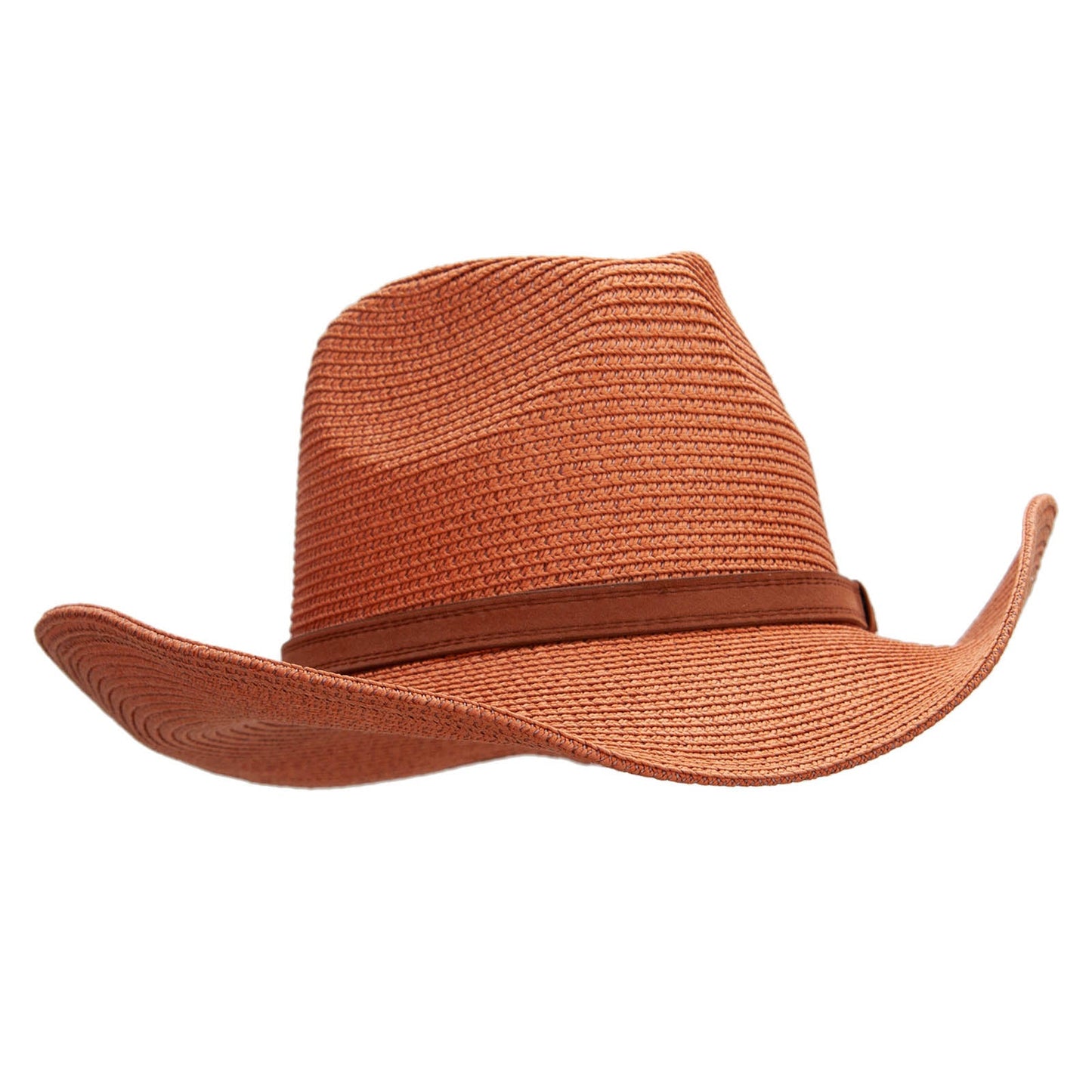 Women's Paper Braid Decortive Crown Cowboy Hat