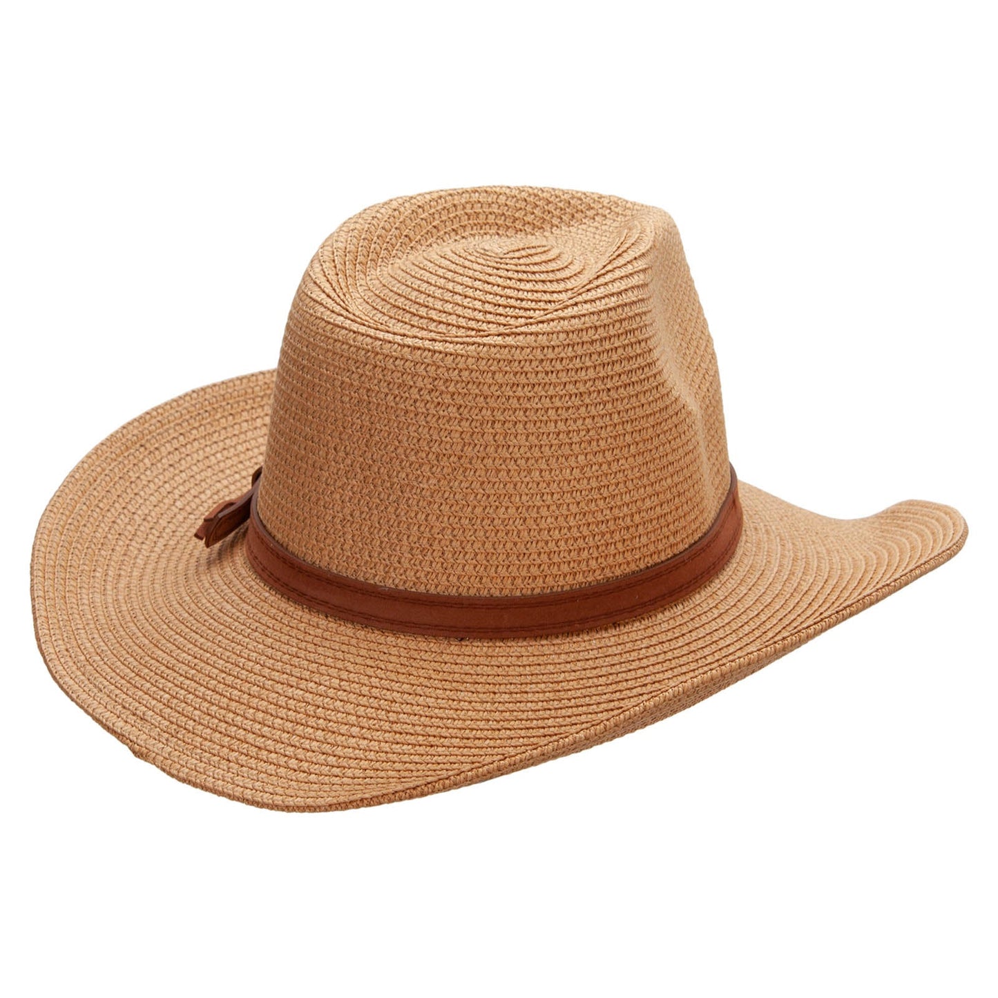 Women's Paper Braid Decortive Crown Cowboy Hat