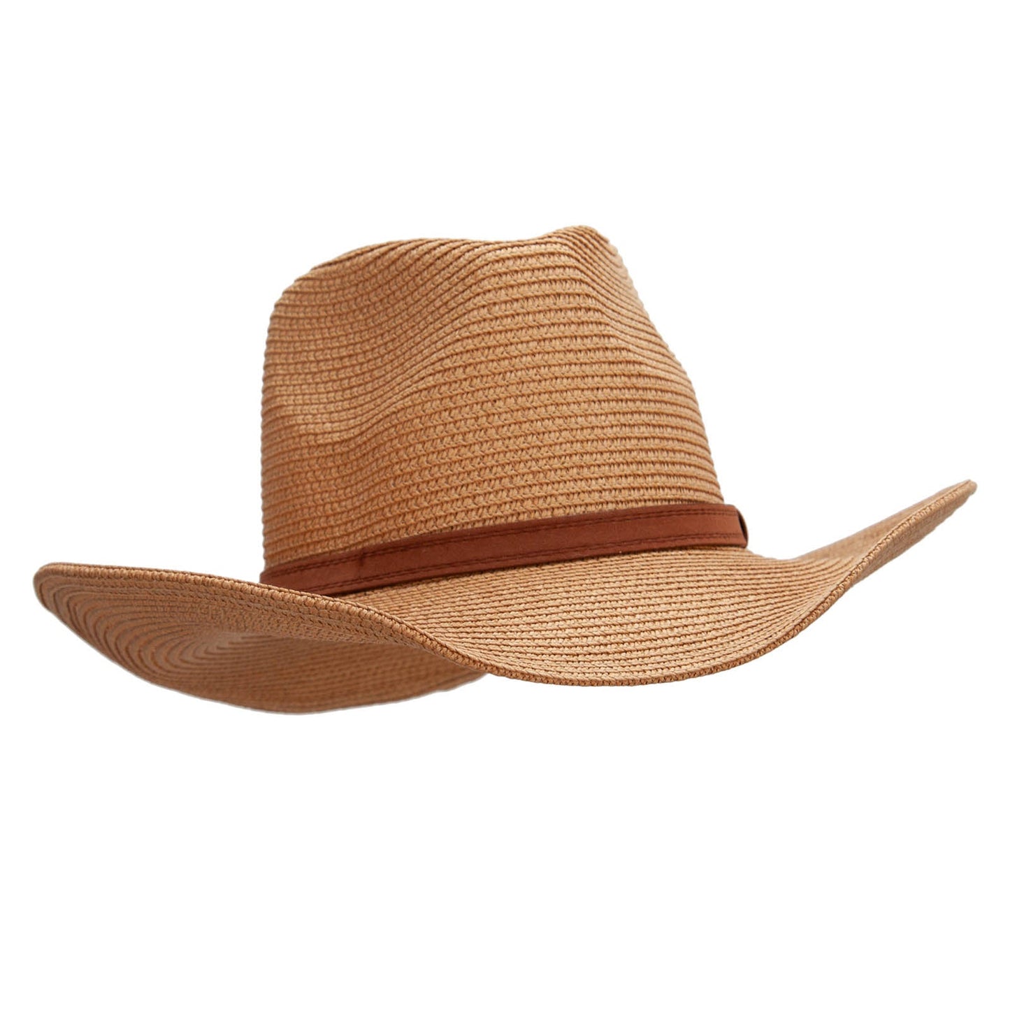 Women's Paper Braid Decortive Crown Cowboy Hat