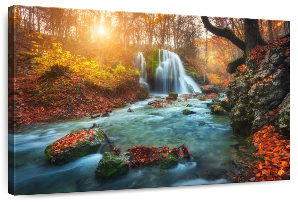 Autumnal Forest Waterfall Wall Art