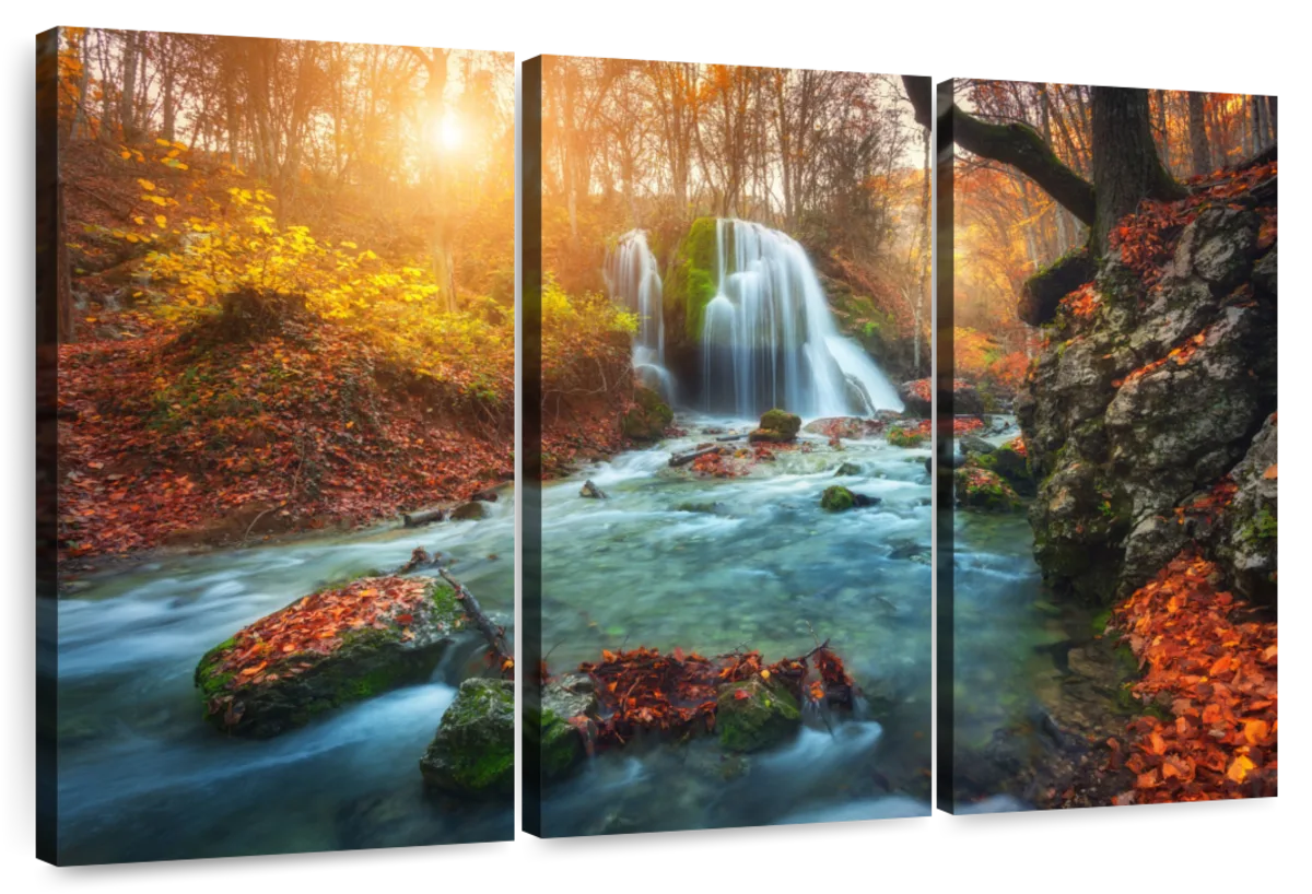 Autumnal Forest Waterfall Wall Art