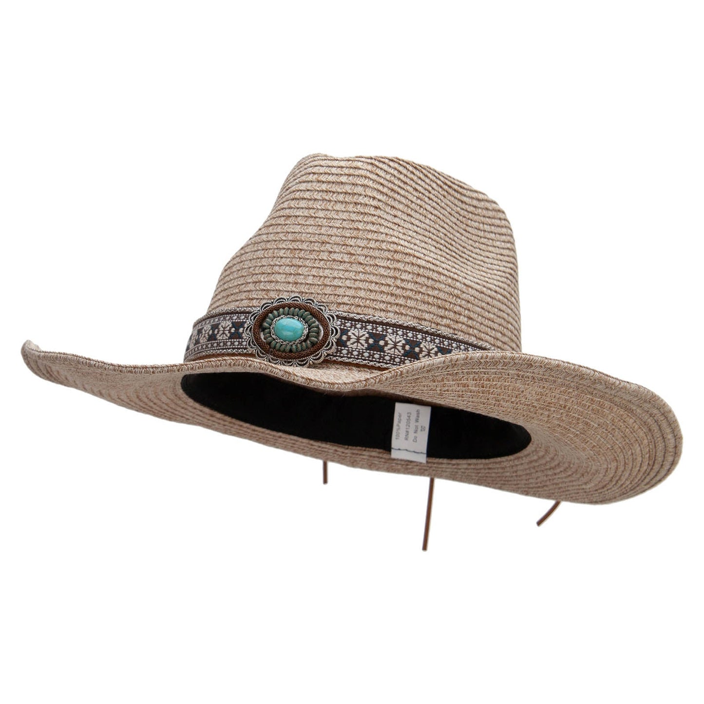 Women's Paper Braid Leatherette Crown Cowboy Hat