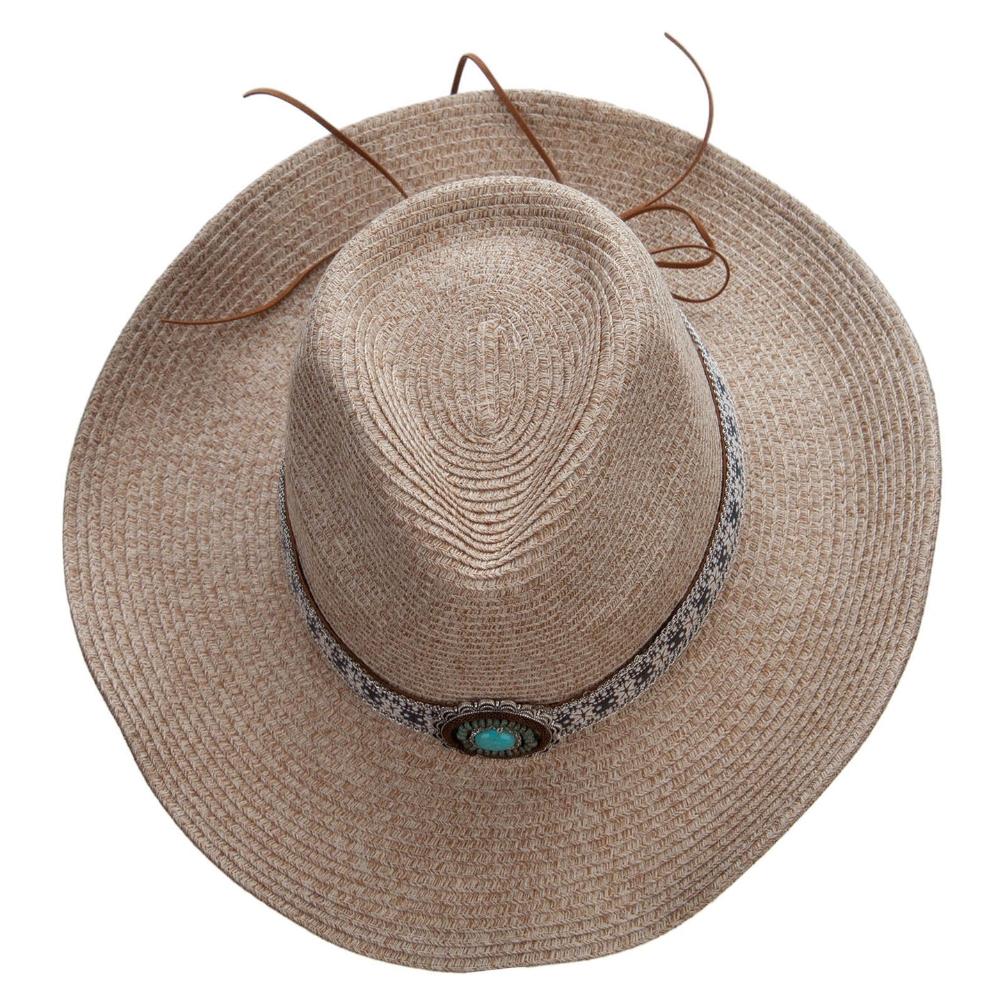 Women's Paper Braid Leatherette Crown Cowboy Hat
