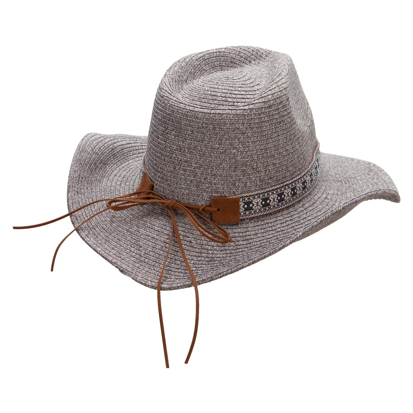 Women's Paper Braid Leatherette Crown Cowboy Hat