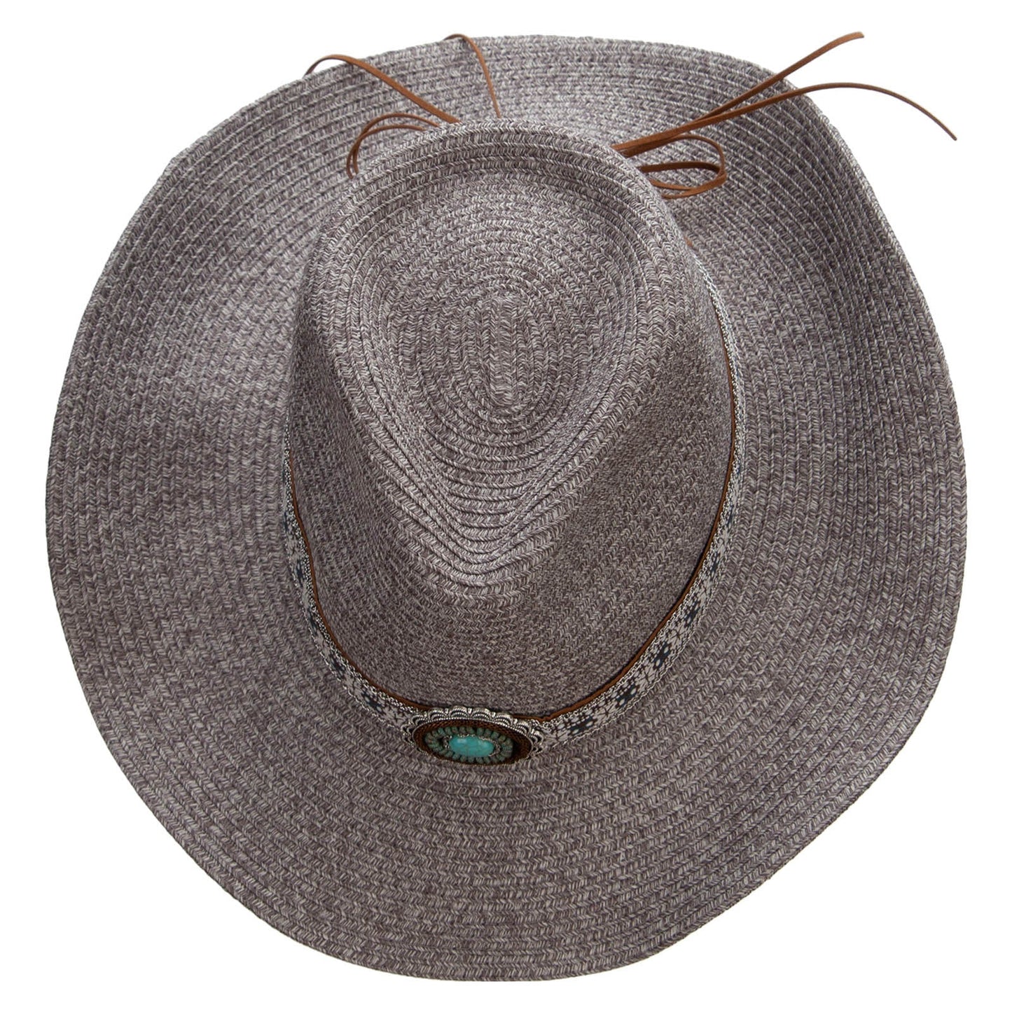 Women's Paper Braid Leatherette Crown Cowboy Hat