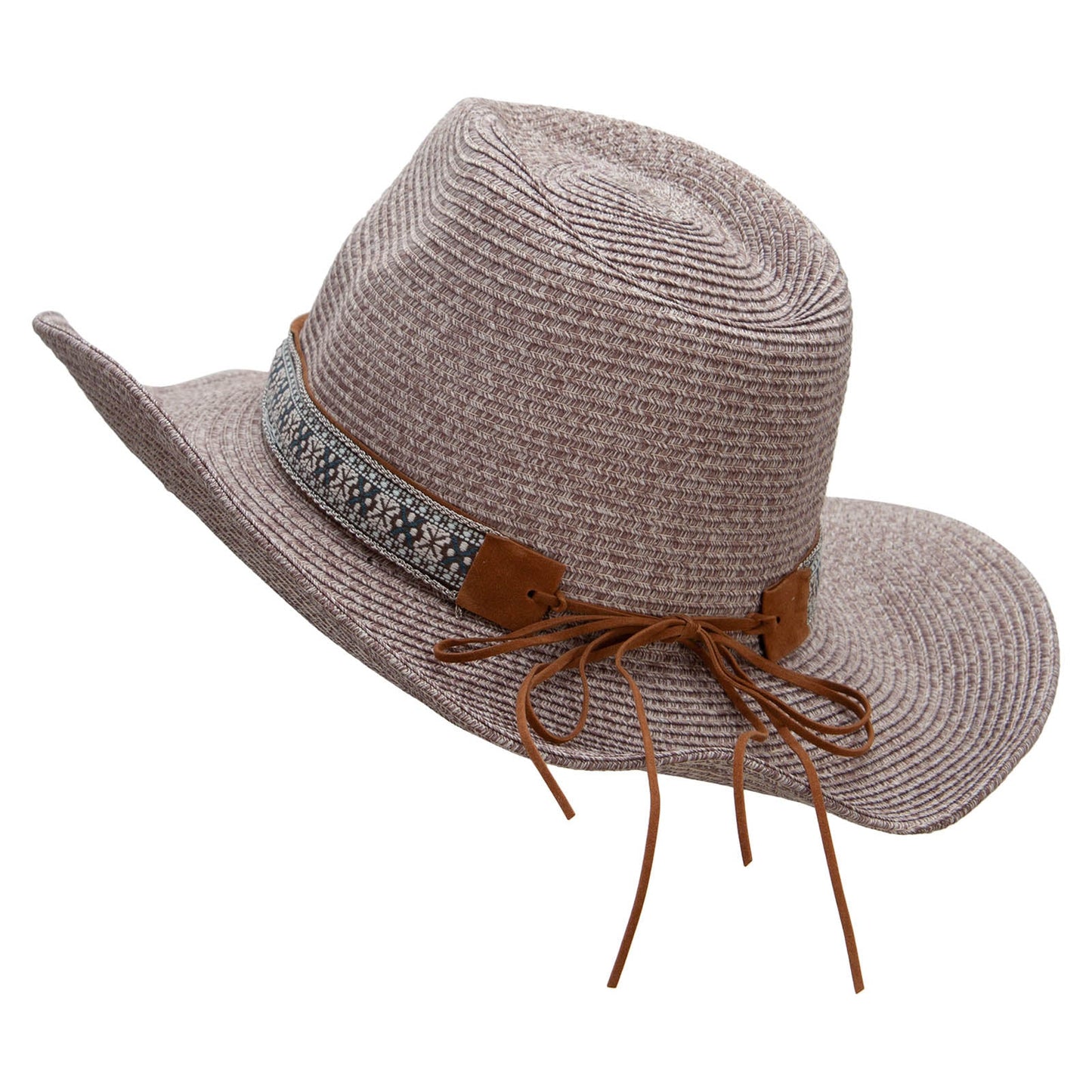 Women's Paper Braid Leatherette Crown Cowboy Hat