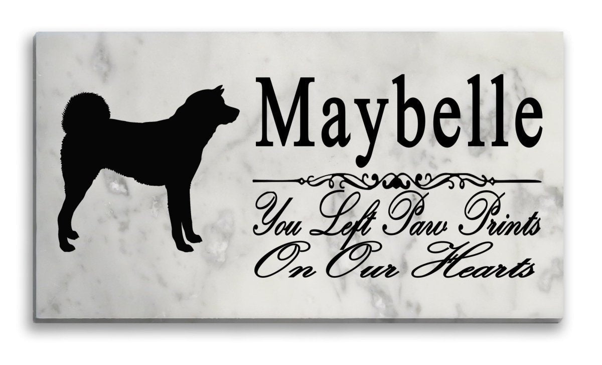 Akita Inu Memorial Marble Stone Plaque Personalized Dog Garden Plaque Custom Grave Marker Outdoor or Indoor