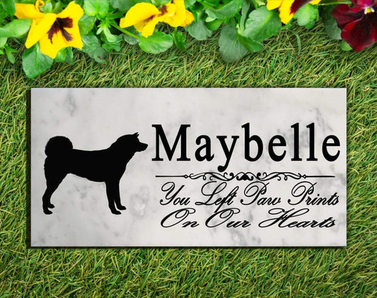 Akita Inu Memorial Marble Stone Plaque Personalized Dog Garden Plaque Custom Grave Marker Outdoor or Indoor