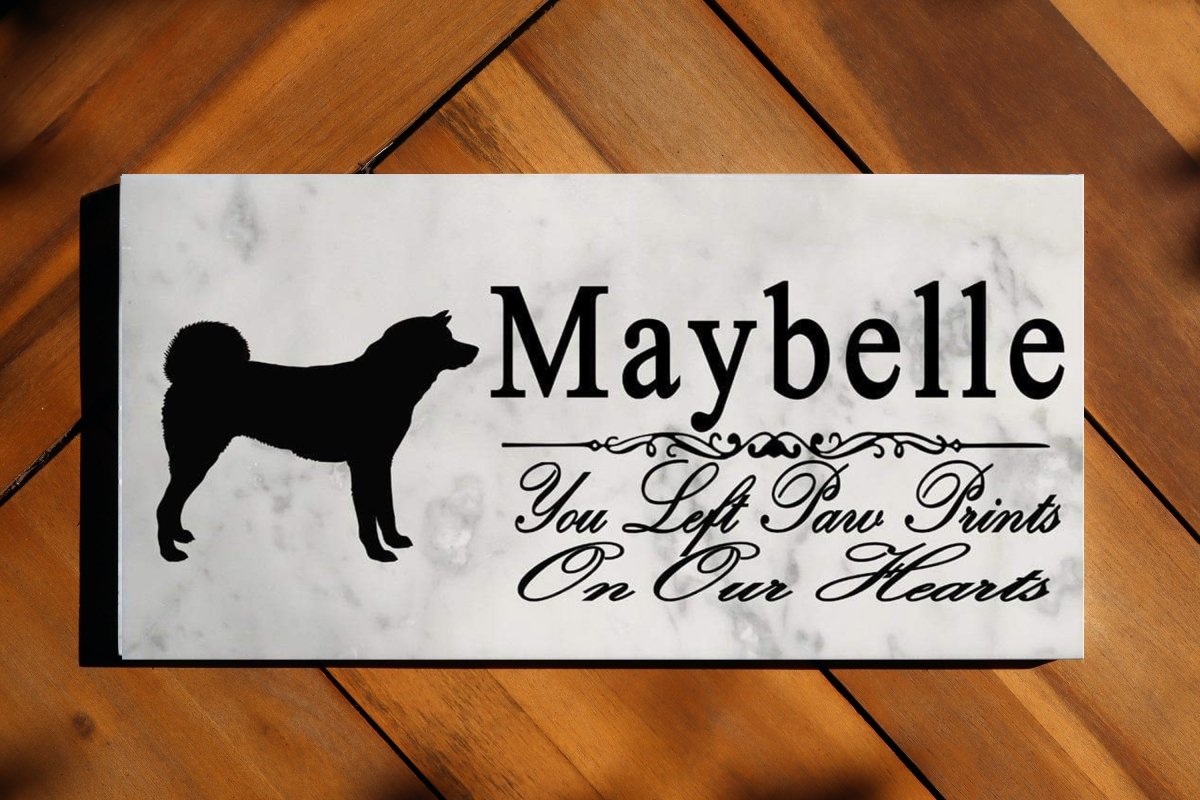 Akita Inu Memorial Marble Stone Plaque Personalized Dog Garden Plaque Custom Grave Marker Outdoor or Indoor