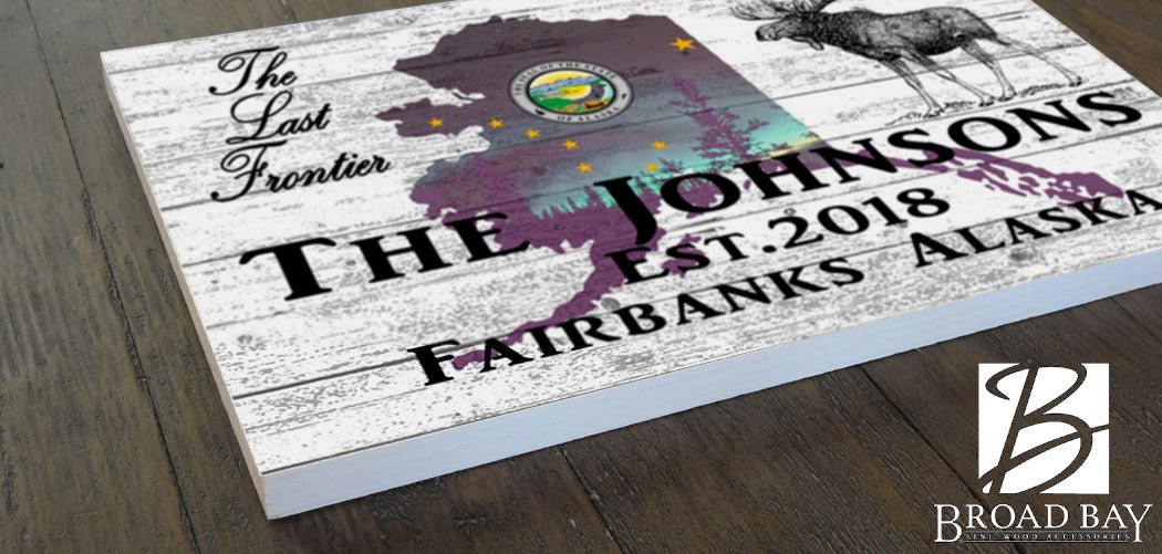 Alaska Home Sign Personalized Family Name