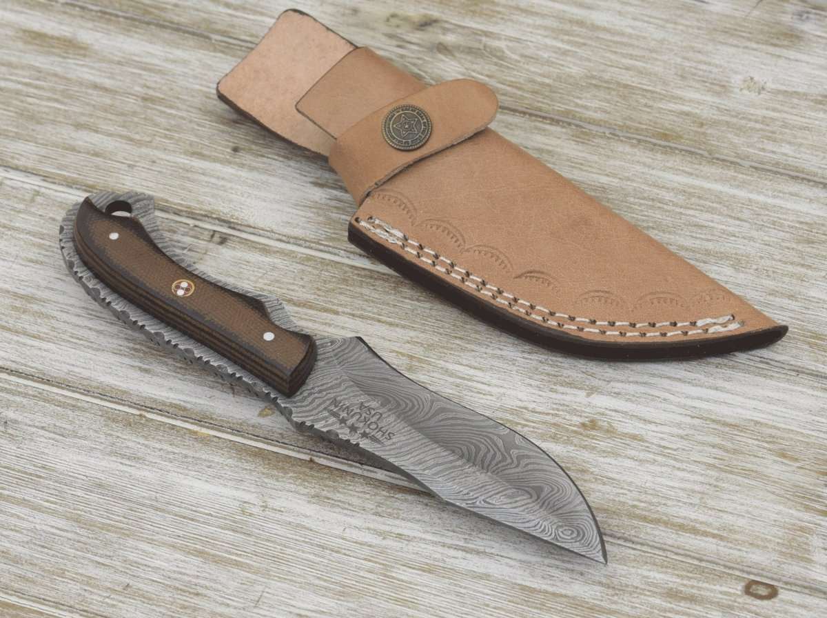 Alchemy Damascus Skinning Knife with Micarta Handle