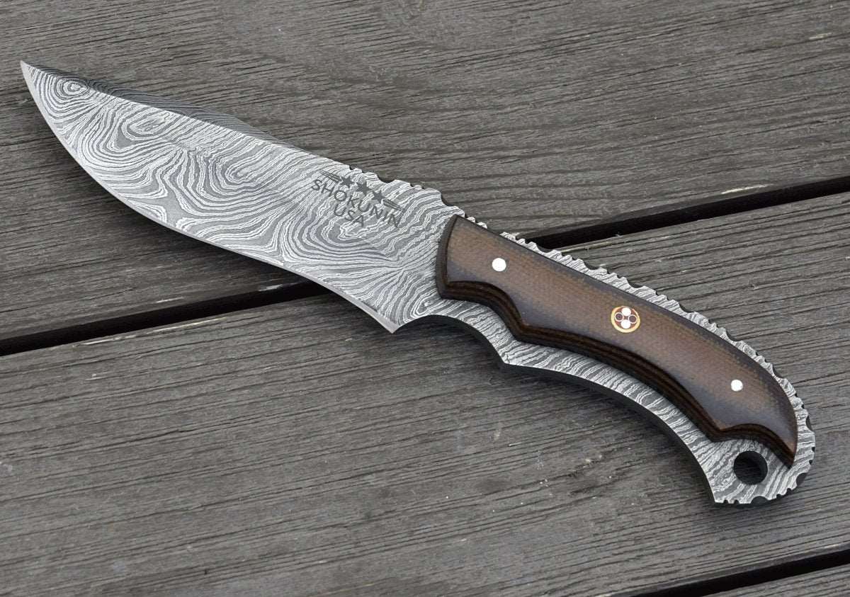 Alchemy Damascus Skinning Knife with Micarta Handle