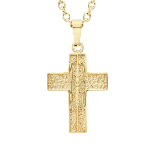 Pigskin Football Cross Necklace
