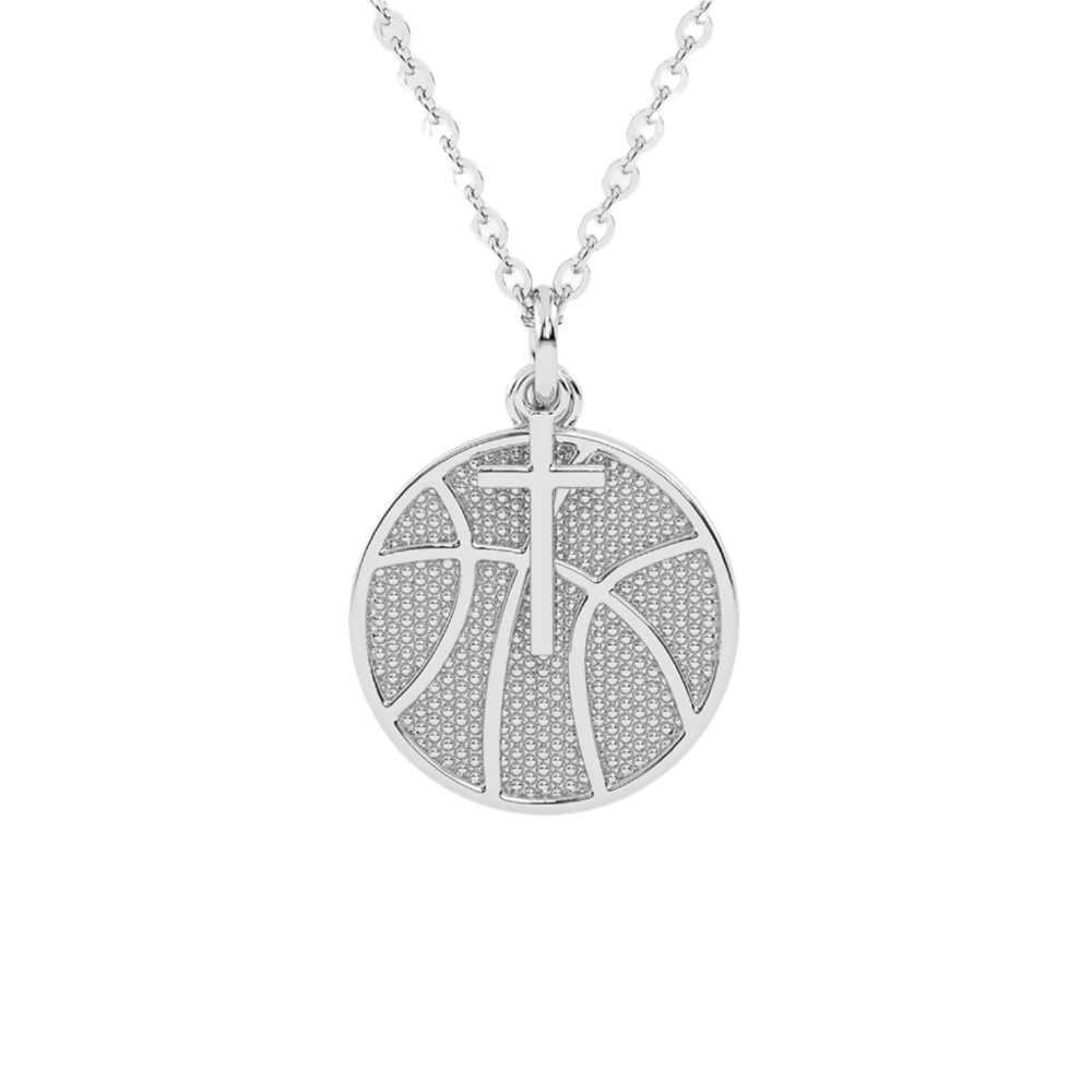 Basketball Dangle Cross Necklace