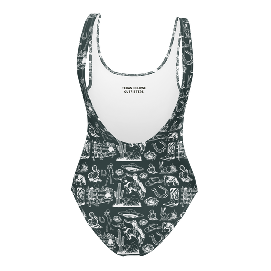 Wild Ride: Broncs, UFOs, and Cactus Skies One-Piece Swimsuit