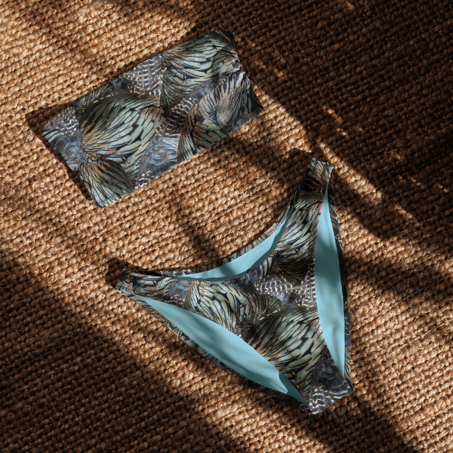 Turkey Feather UPF 50 Bandeau Bikini, FREE Shipping