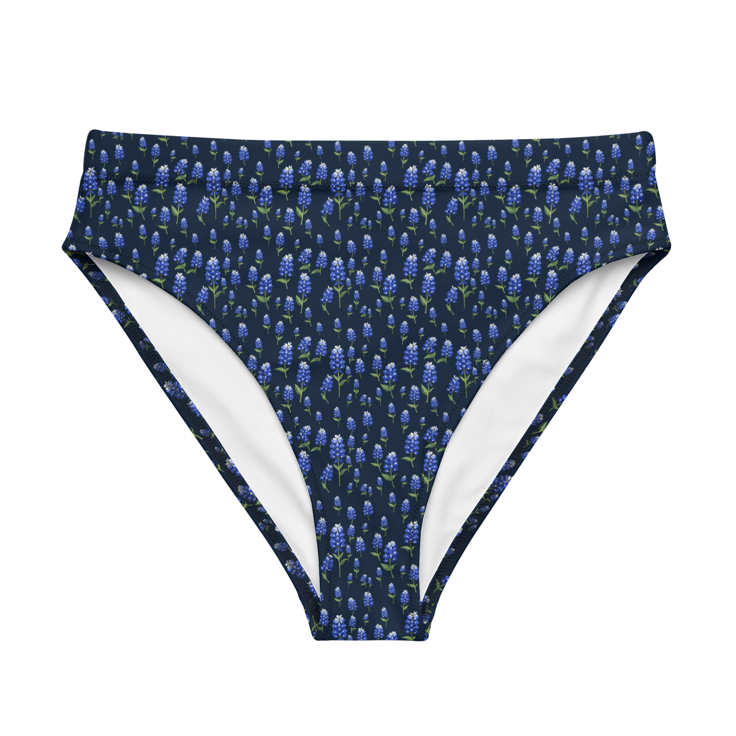 Wildflower Blues: Lone Star Bluebonnet High-waisted Bikini Bottom