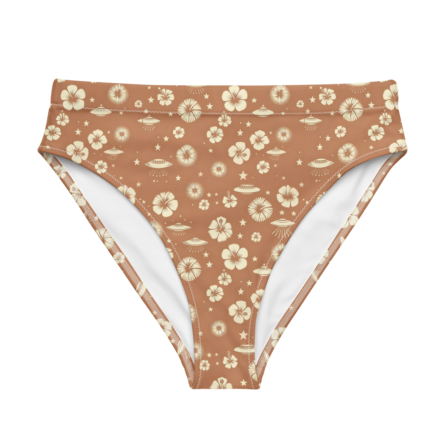 Beyond the Hibiscus: Unidentified Flying Florals High-Waisted Bikini Bottom