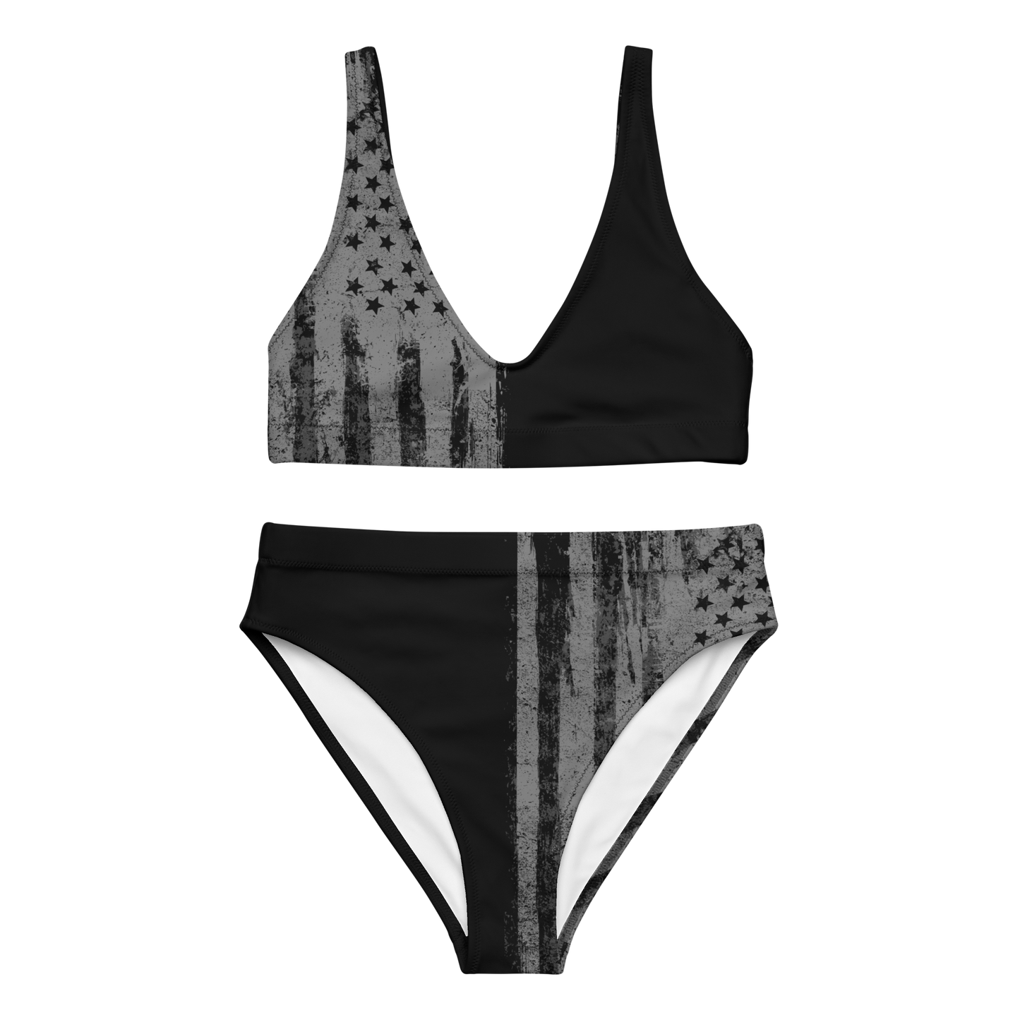 FREE Shipping, High Waist, Grey Flag Patriotic Bikini, Padded