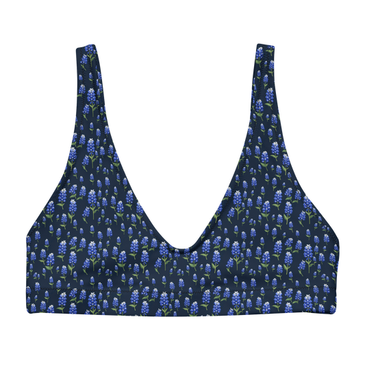 Wildflower Blues: Lone Star Bluebonnet High-Waisted Bikini top