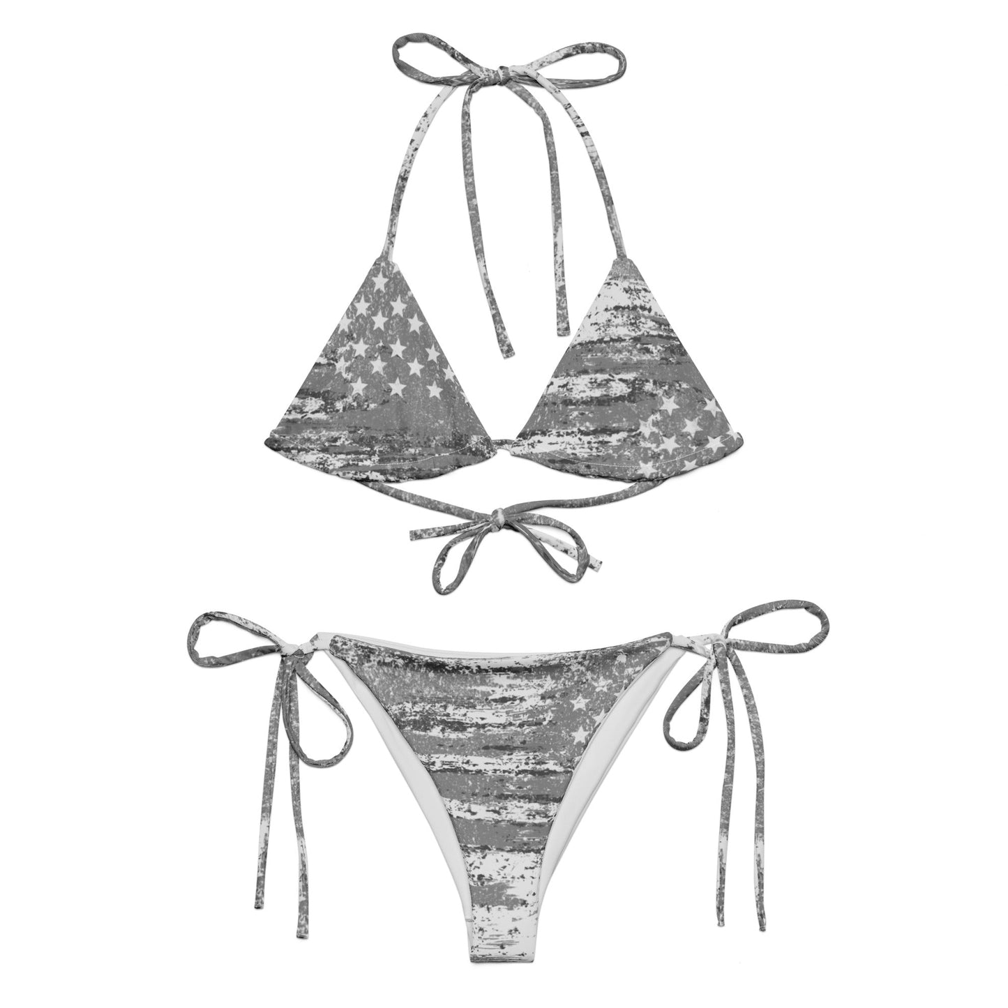 FREE Shipping, Padded String Bikini, Silver Flag USA UPF 50