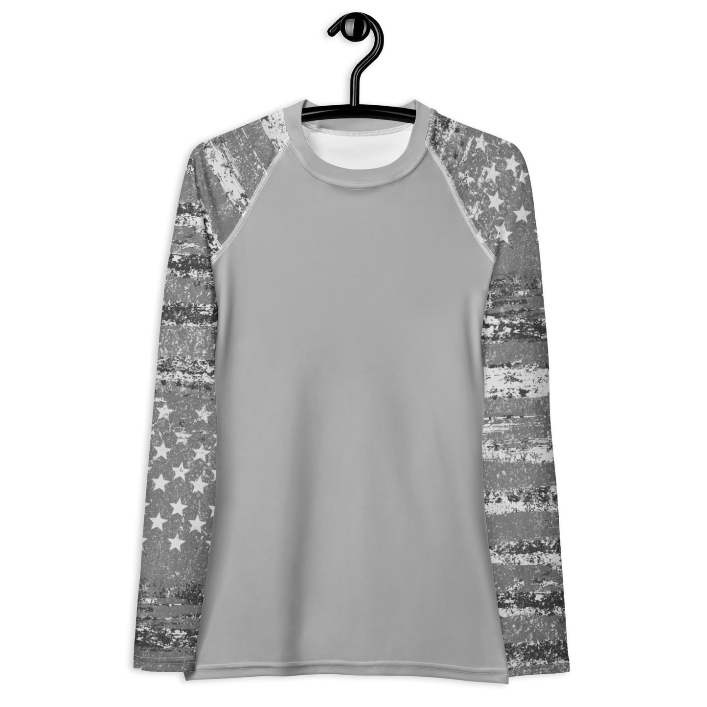 UPF 50 Women's Silver Flag Activewear Rash Guard Sun Shirt
