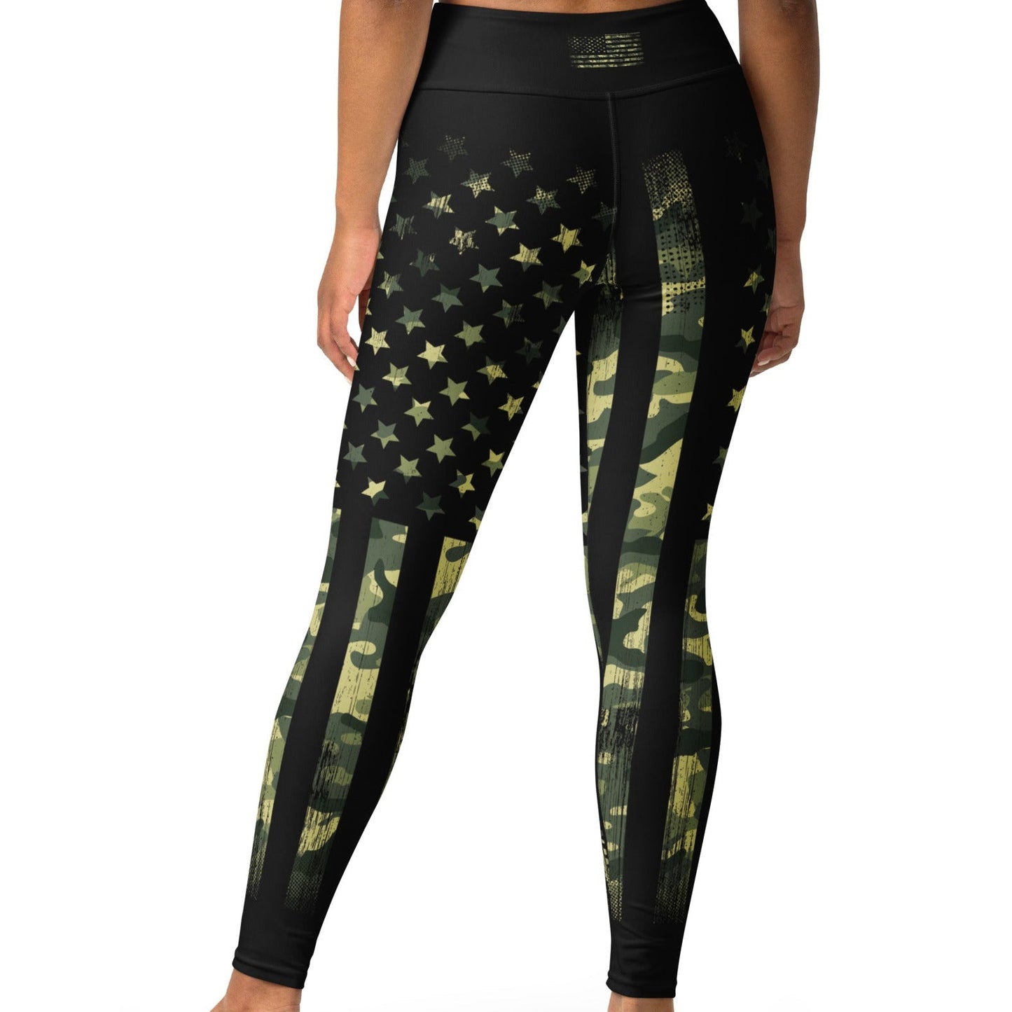 Camo Flag High Waist Yoga Leggings, XS-XL
